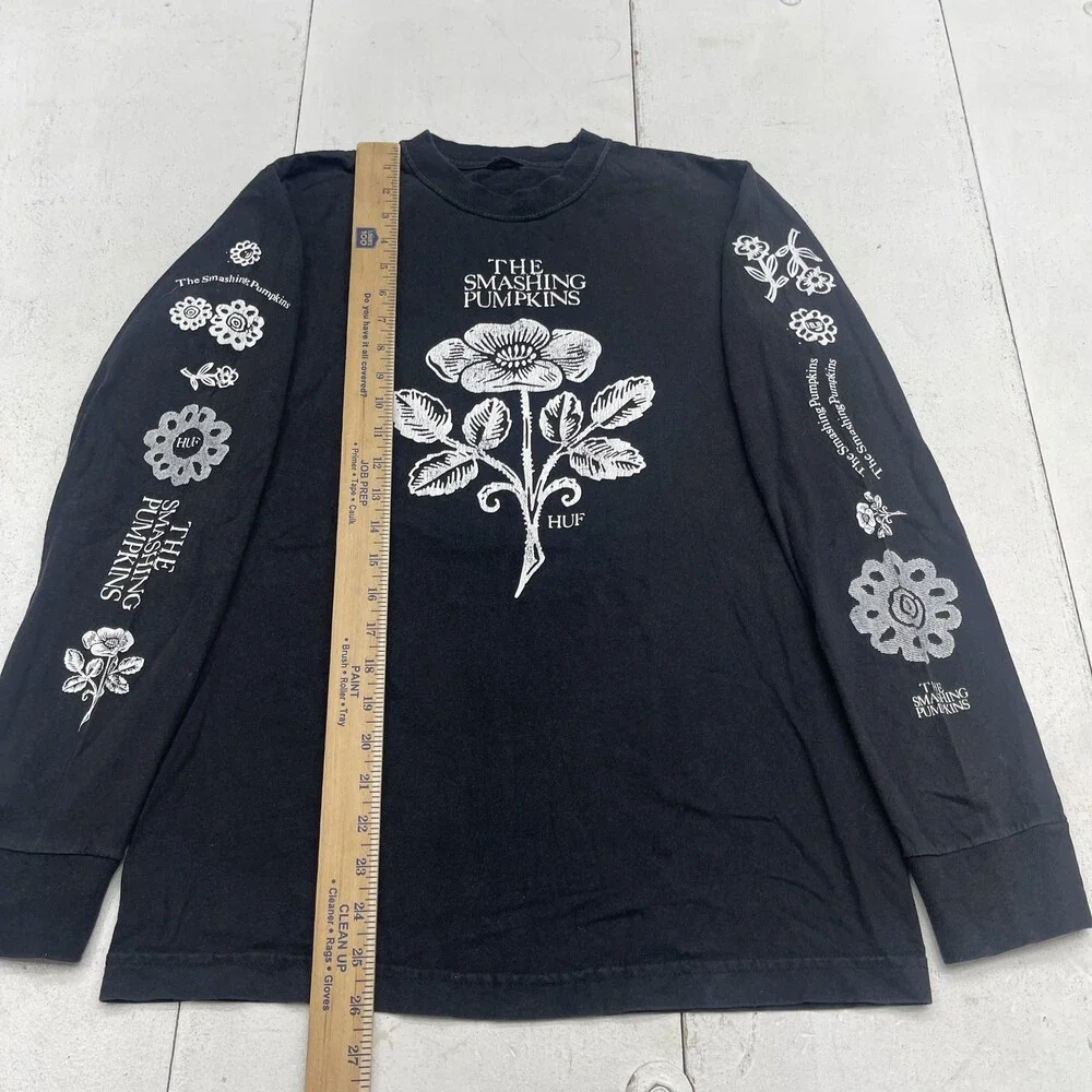 HUF The Smashing Pumpkins Shirt Mens M Black Floral Graphic Long Sleeve Band - Picture 6 of 8